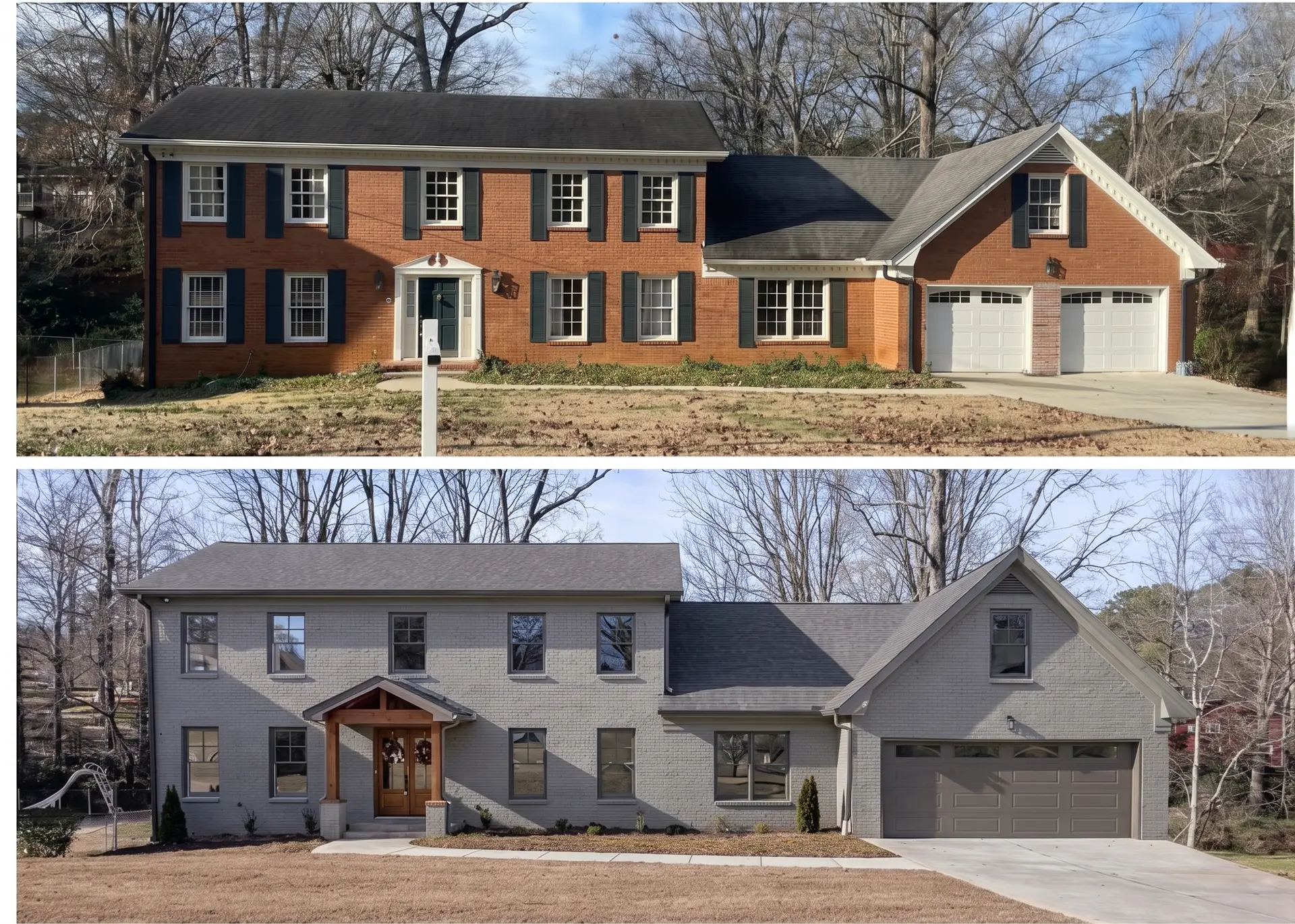 Before and after exterior home transformation